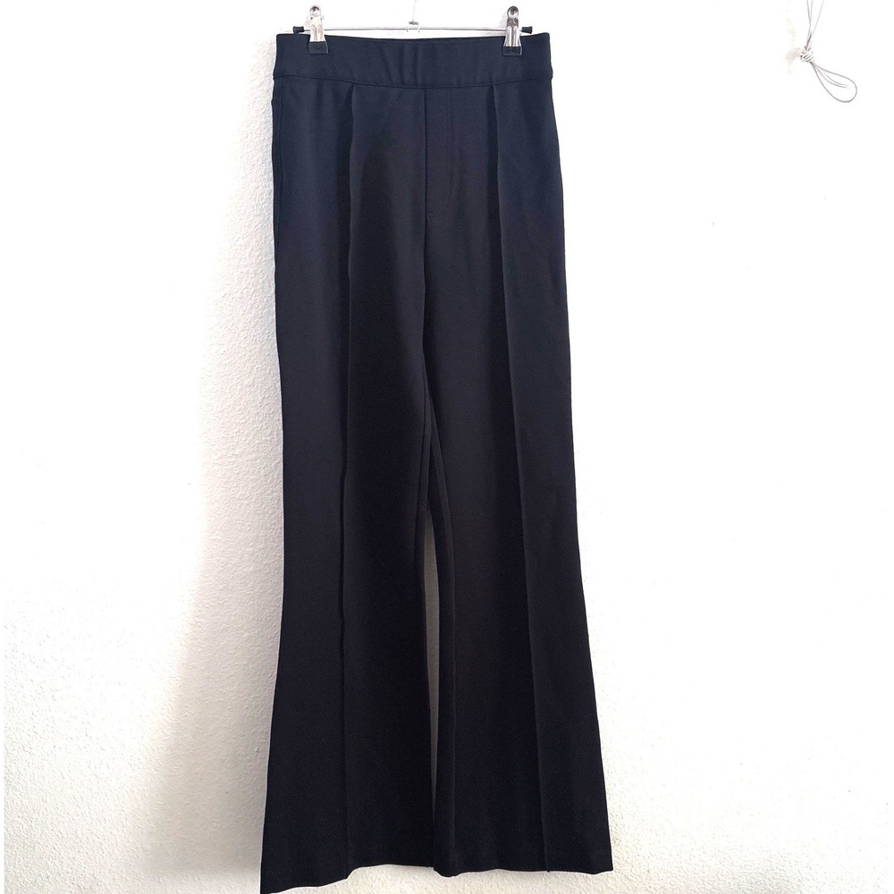 Spanx Flare Wide Pants S Tall Black Professional Pintuck High Waist Ponte 2136